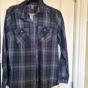Eddie Bauer Blue Plaid Button Down Shirt